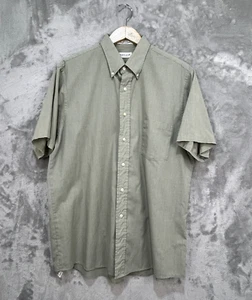 Camisa para hombre Van Heusen pata de gallo talla 17 blanca verde manga corta abotonada - Imagen 1 de 9