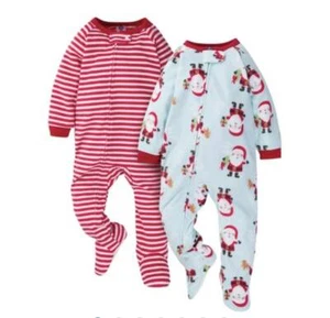 Gerber 2-Pack Baby Santa Red Stripe Fleece Pajamas 12 18 24 Months - Picture 1 of 1