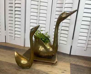 Vintage Brass Swans, Set of 2, Planters - Bild 1 von 10