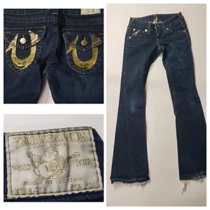 True Religion Women's Billy Style Denim Flap Pocket Jeans Size 25 Made In USA - Picture 1 of 17