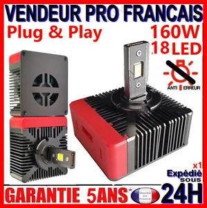 LAMPE A LED D5S VENTILE BLANCHE XENON EN 6500K POUR FEU VOITURE ANTI ERREUR 140W - Picture 1 of 12