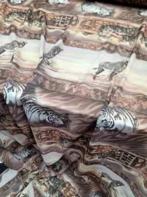 TELA CEBRA GASA ESTAMPADO LEOPARDO MARRÓN TOSTADO POR YARDA GUEPARDO SEMI TRANSPARENTE  Foto 1 de 4