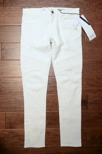 Armani Exchange A|X $180 J27 Men Skinny Biker  Off White Stretch Cotton Jeans 33 - Picture 1 of 19