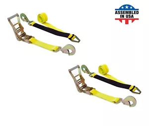 USA 2 Pack 2" x 10' Ratchet Tie Down Axle Strap for Race Car Trailer Car Hauler - Foto 1 di 7