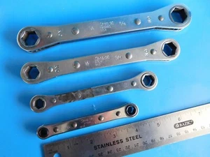 USED, SNAP ON TOOLS 6 POINT FLAT RATCHET WRENCH'S ( LOT OF 4 ) - Picture 1 of 6