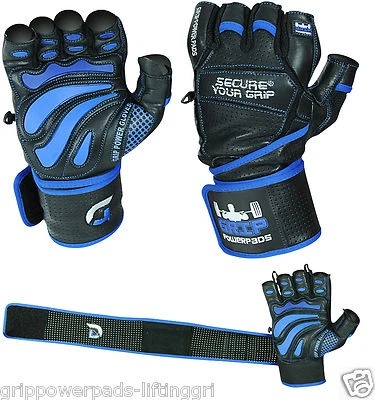 GRIP POWER PADS Gym Gloves Body Building WeightLifting Workout Exercise Wrist Wraps Straps New