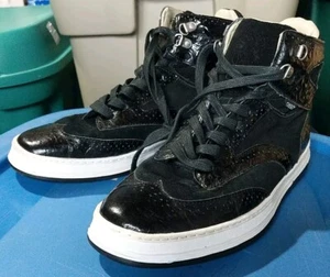 Greedy Genius Leather High Top Sneakers Men's Size 9.5 Black P - Picture 1 of 9