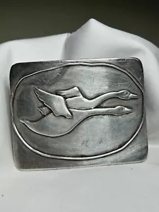 Vintage Flying Geese Sterling Silver Belt Buckle ~ 74g - Picture 1 of 7