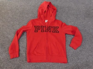 Victoria Secret Pink Hoodie small zip up logo knit womens stretch - Picture 1 of 12