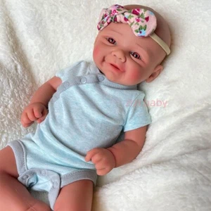 Bambola neonato 17" silicone completo reborn baby realistica arti flessibili occhi aperti - Foto 1 di 16
