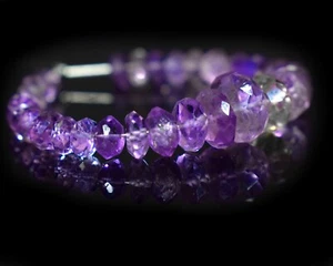 Piedras preciosas facetadas rondelle amatista púrpura natural de 5-12 mm cuentas de 5" para hacer joyas - Imagen 1 de 6