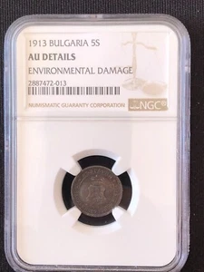 BULGARIA 5 STOTINKI 1913 FERDINAND I NGC AU DETAILS - Picture 1 of 4