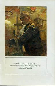 Ein U Boots  Kommandat im Turm -- Carl Bössenroth -- Farbe -- 1917 -- Kunstdruck - Picture 1 of 1