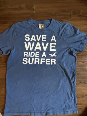 De colección. Hollister niños talla mediana. Algodón manga corta Save A Wave Ride A Surfer Foto 1 de 4