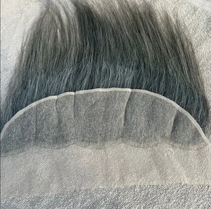 Grey Straight Swiss Lace Human Hair Frontal - Picture 1 of 5