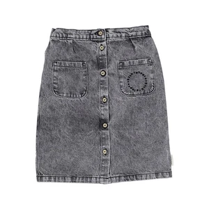 Girl's 6 Piupiuchick Black Washed Denim Jean Skirt Midi Front Button $92 NWT - Picture 1 of 8
