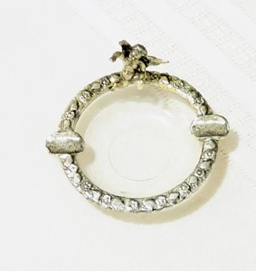 Vintage MCM Miniature Ashtray Silver Tone Cherub Trim Glass Collectible Ashtray - Picture 1 of 9