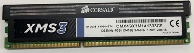 CORSAIR XMS3 4GB 1x4GB 1333MHZ CMX4GX3M1A1333C9 DIMM GAMING RAM 240pin DESKTOP - Image 1 of 2
