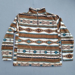 Suéter Victory Sportswear polar para hombre mediano marrón estampado azteca 1/4 cremallera - Imagen 1 de 15