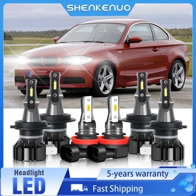 Fits BMW 128i 135i 2008-2013 -6x H7 H7 H11 LED Headlight & Fog Light Bulbs White - Image 1 of 4