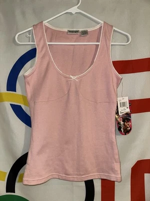 Camiseta sin mangas vintage Y2K Energie de encaje mediana rosa lazo cami nueva con etiquetas Foto 1 de 4