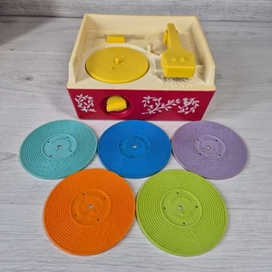 Vintage Fisher Price Music Box Record Player with 5 Record Disc 1960s Working - Picture 1 of 13