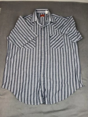 Ely Plains Pearl Snap Shirt Men L Blue Striped Lightweight Outdoor Rockabilly - Image 1 of 4