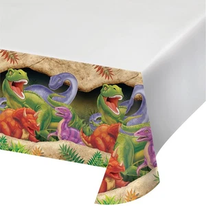 Creative Party Dinosaur Print Border Plastic Table Cover - 1 Pc, 54 inches x 108 - Picture 1 of 2