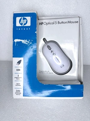 HP Optical 5 Programmable Button Mouse USB, P2351AA#ABA, White - (READ) - Image 1 of 4