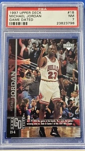Michael Jordan - 1997 Upper Deck Memorable Moments Game Dated PSA 7 - Picture 1 of 2