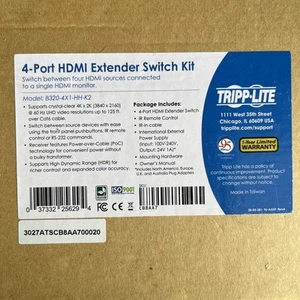 Tripp Lite HDMI Over Cat6 Presentation Switch/Extender 4-Port 4K 60Hz 125ft (B32 - Picture 1 of 5