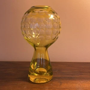 Glass vase TV tower resin crystal Marita Voigt yellow GDR DESIGN RARE - Picture 1 of 15