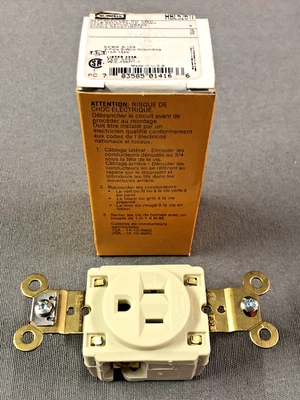 Hubbell HBL5261I Single Receptacle Industrial Grade 15A 125V Ivory - Qty. 1 - Image 1 of 4
