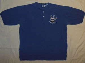 Vtg 1993 Looney Tunes ACME Clothing Henley Shirt Bugs Taz Wile E. Coyote Men M - Picture 1 of 6