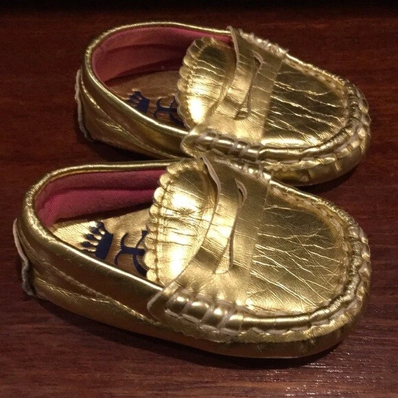 ZAPATOS Mocasín JUICY COUTURE INFANTIL BEBÉ DORADO TALLA 2-3 Foto 1 de 4
