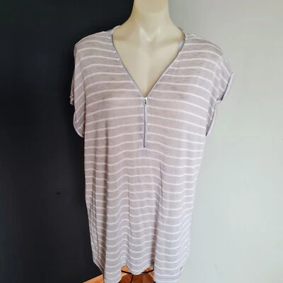 Mujer Talla 14 'CROSSROADS' Precioso Top Gris Rayas - Usado en Excelente Condición Foto 1 de 4