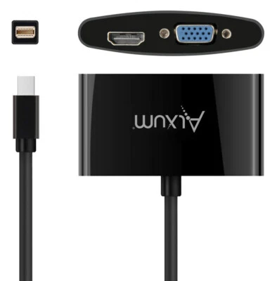 Alxum Mini DisplayPort to VGA or HDMI Converter Adapter Supports Thunderbolt NEW - Image 1 of 4