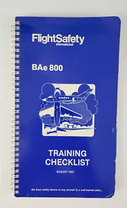 FlightSafety Hawker BAe 800 Pilot Training Checklist Binder August 1991 - Picture 1 of 10