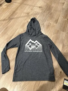 Under Armour Boy Kids Youth Grey Lightweight Hoodie Long Sleeve Shirt Medium New - Picture 1 of 1