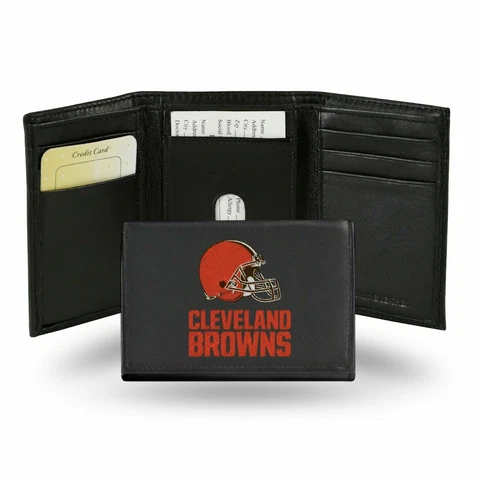 Cleveland Browns NFL Embroidered Leather Tri-fold Wallet Cover