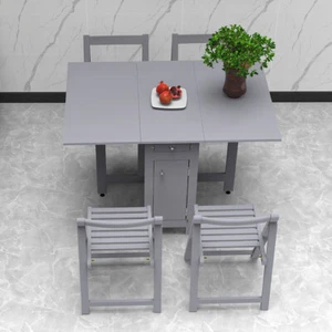 Dining Table and 4 Chairs Set Folding Kitchen Table Home Decor Space Saving - Picture 1 of 11
