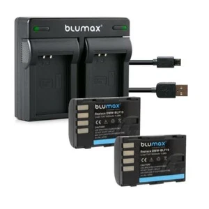 2x Blumax Akku + DUAL USB Ladegerät für Panasonic Lumix DMC-GH4K,DMC-GH5 - Bild 1 von 1
