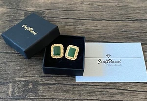 Pendientes de perno en forma rectangular de piedra preciosa retro para mujer - Imagen 1 de 6