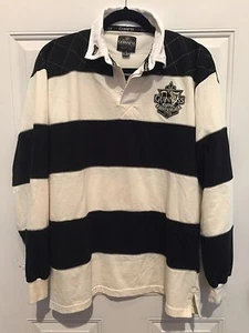 Official Guinness Beer Rugby Shirt Striped Black White Polo Sewn Logo Mens Med - Picture 1 of 12