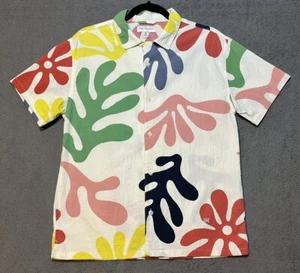 Free Assembly Seersucker Camp Shirt Kids XXL 18/ Adult Small Floral Paint Splat - Picture 1 of 8