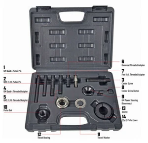 14PCS Auto Power Steering Pump Pulley Puller Remover/Installer Tool Alternator - Bild 1 von 6