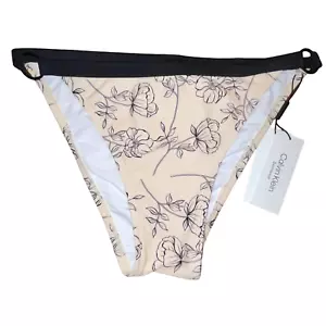 Calvin Klein Logo Ring Printed Bikini Bottoms - Cream Multi L - Picture 1 of 7