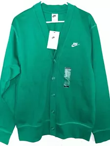Cardigan Nike uomo S skate verde 100% cotone manica lunga logo ricamato scollo a V - Foto 1 di 7