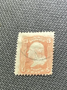 Antique US Stamp Scott #94 Used 3c George Washington F Grill - Picture 1 of 2