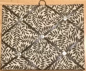 French Bulletin Board Photo Memo Board Tan Black Leafy Vine Print 9 x 12 inches - Picture 1 of 3